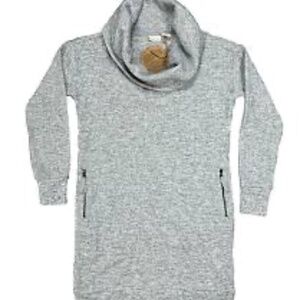 NWT Dakini Tunic Dress Womens S Gray Waffle Knit Cowl Neck Long Sleeve Pockets